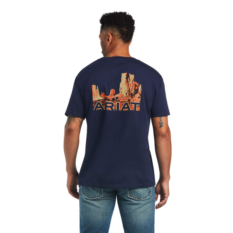 Camisetas Ariat Monument Sunset Azul Marino Hombre - Chile 587-LOKBSX